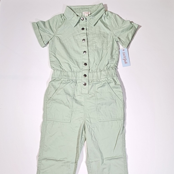 Cat & Jack Girl's Short Sleeve Jumpsuit Utility Boilersuit Sage Size M, L, & XL - Picture 15 of 16